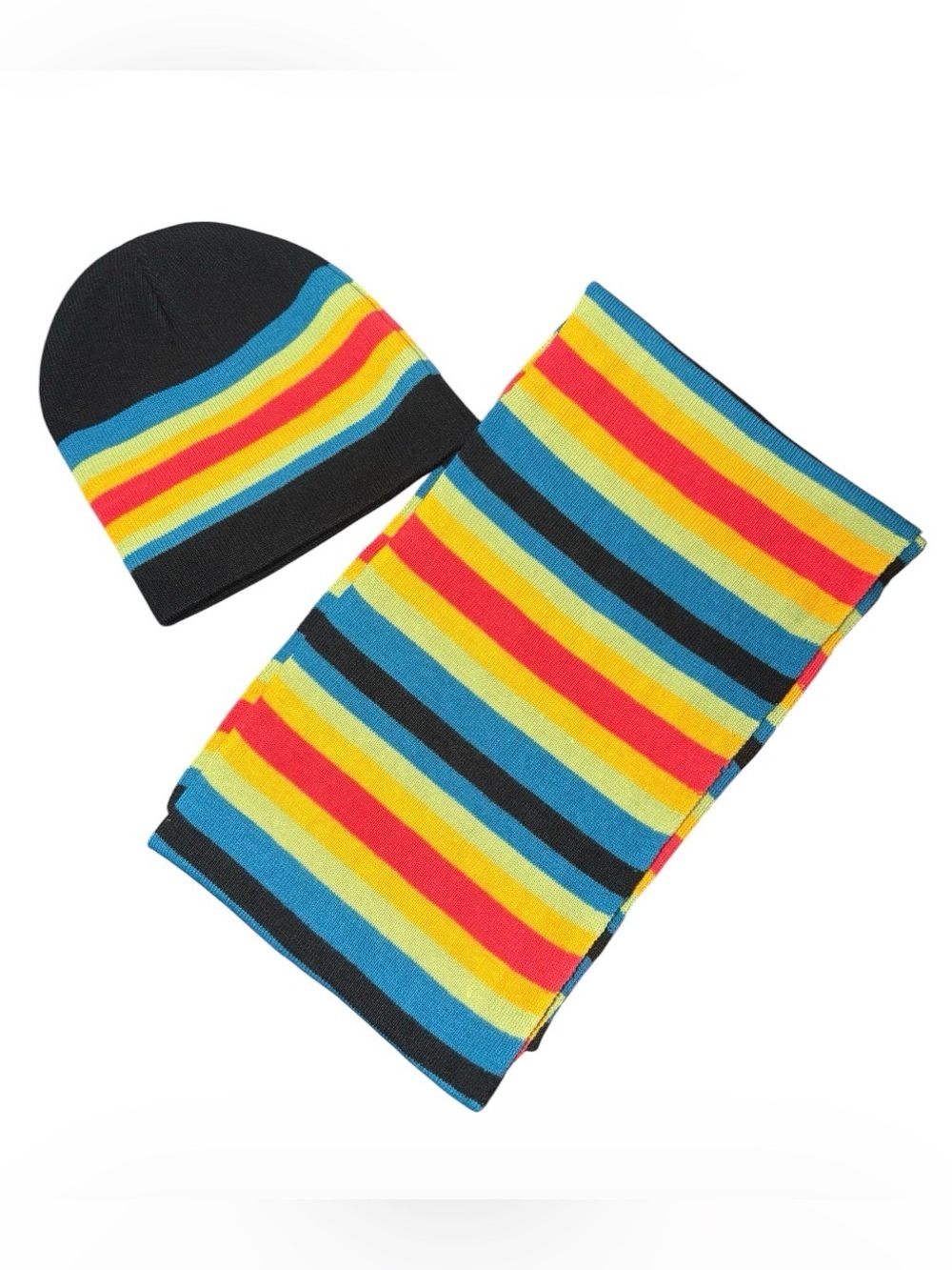Striped Beanie and Scarf Set